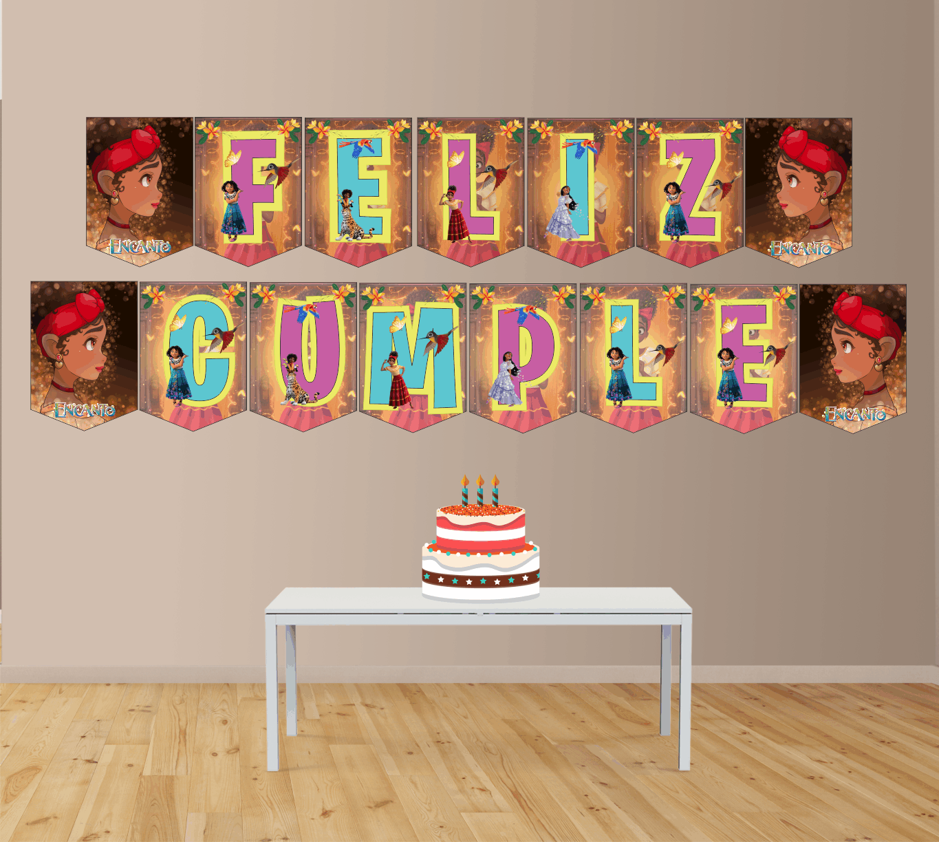 Encanto Banderín con feliz cumple