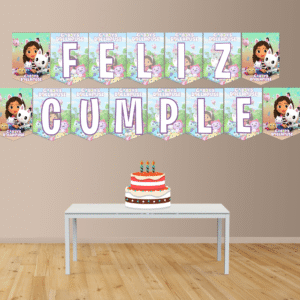 Gaby y la casa de muñecas Banderín con Feliz cumple