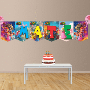 Mario bros Banderín con Nombre