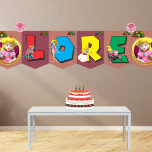 Mario bros Princesa Banderín con Nombre