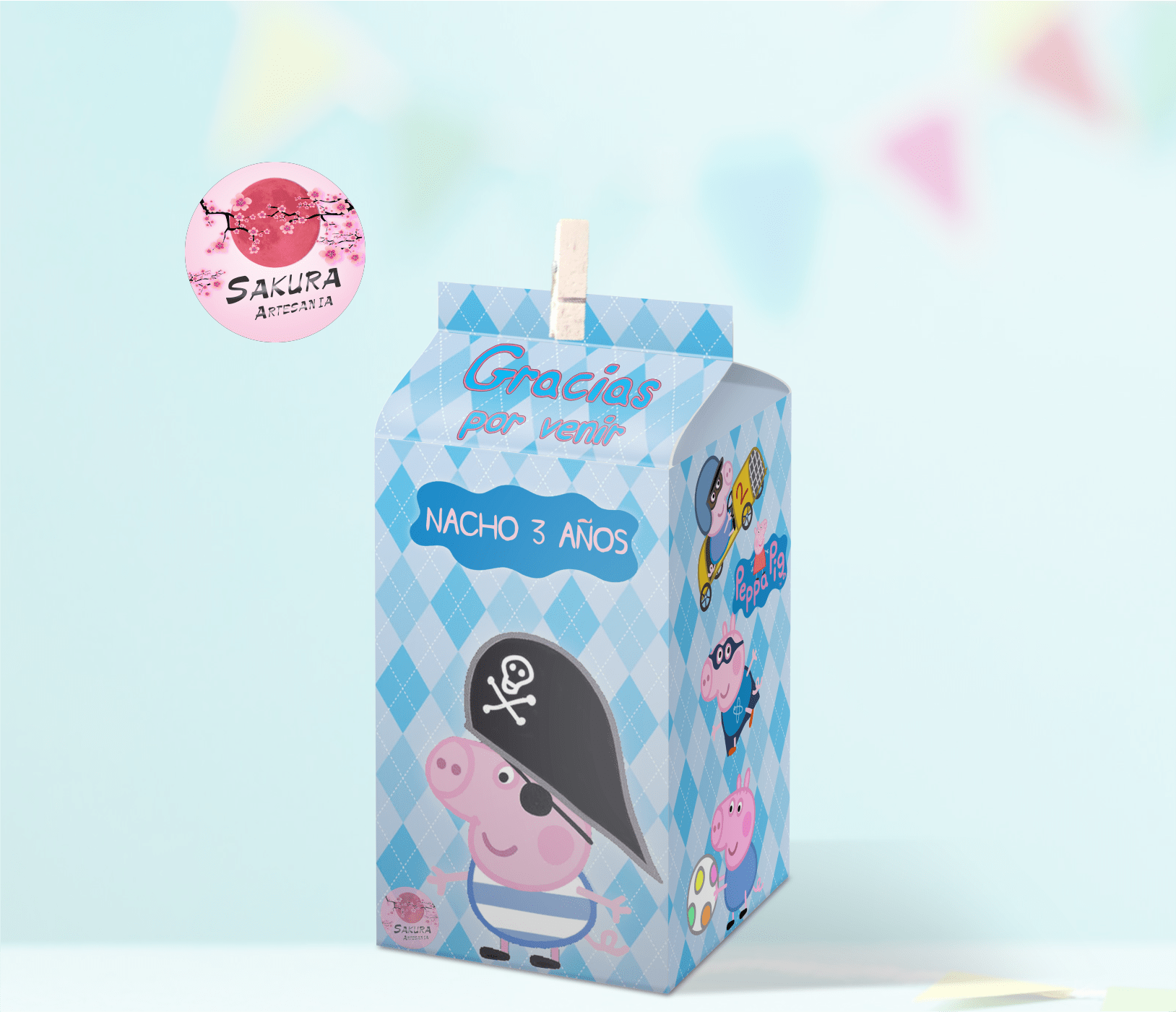 Peppa pig pirata caja souvenirs