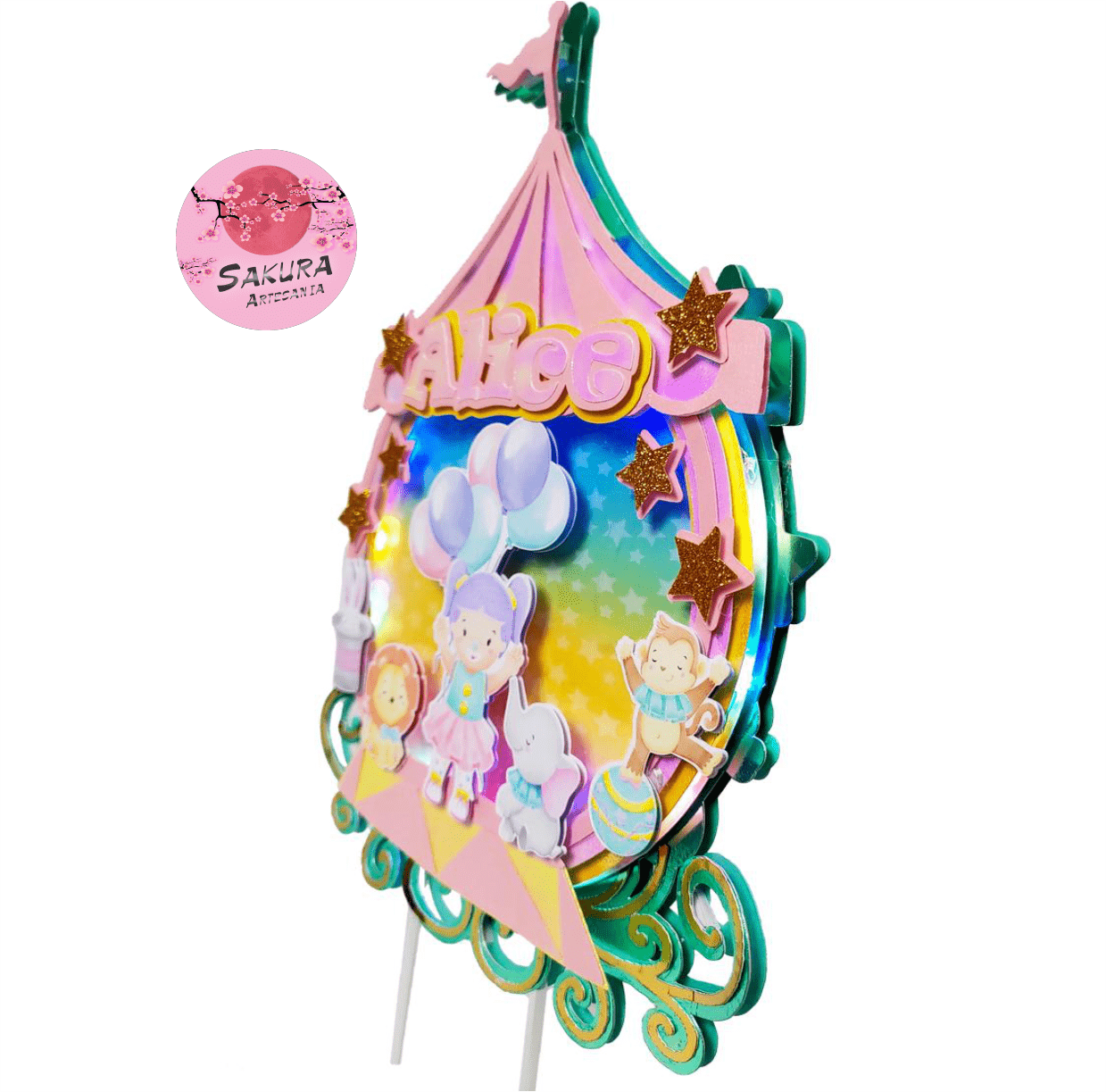 Circo Rosa cake Toppers 3d