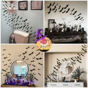 kit Halloween Decoracion Murciélagos 3d x70