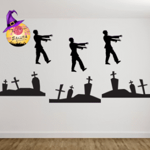 kit Halloween Apliques cementerio y zombies x8