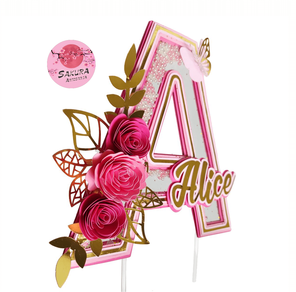 Letra Y Nombre Cake topper 3d con shaker Elegente