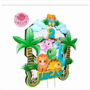 Dinosaurios Cake Topper 3d con shaker