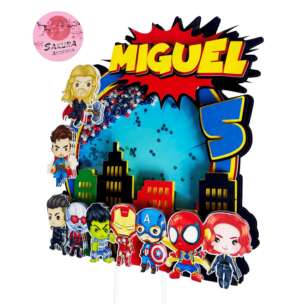 Vengadores Cake Topper 3d con shaker