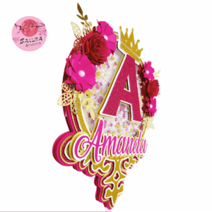 letra y nombre elegante Cake Topper 3d con shaker