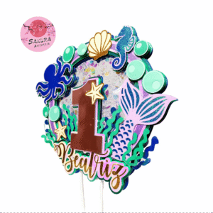 fondo del mar sirena Cake Topper 3d con shaker
