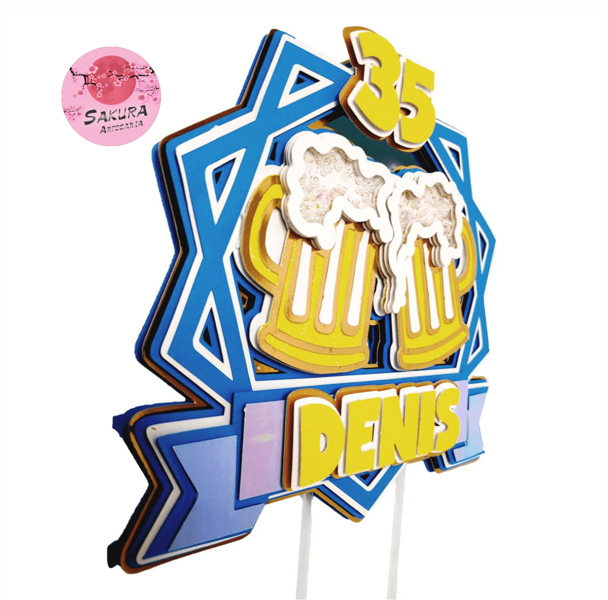 beer Cerveza Cake Topper 3d con shaker