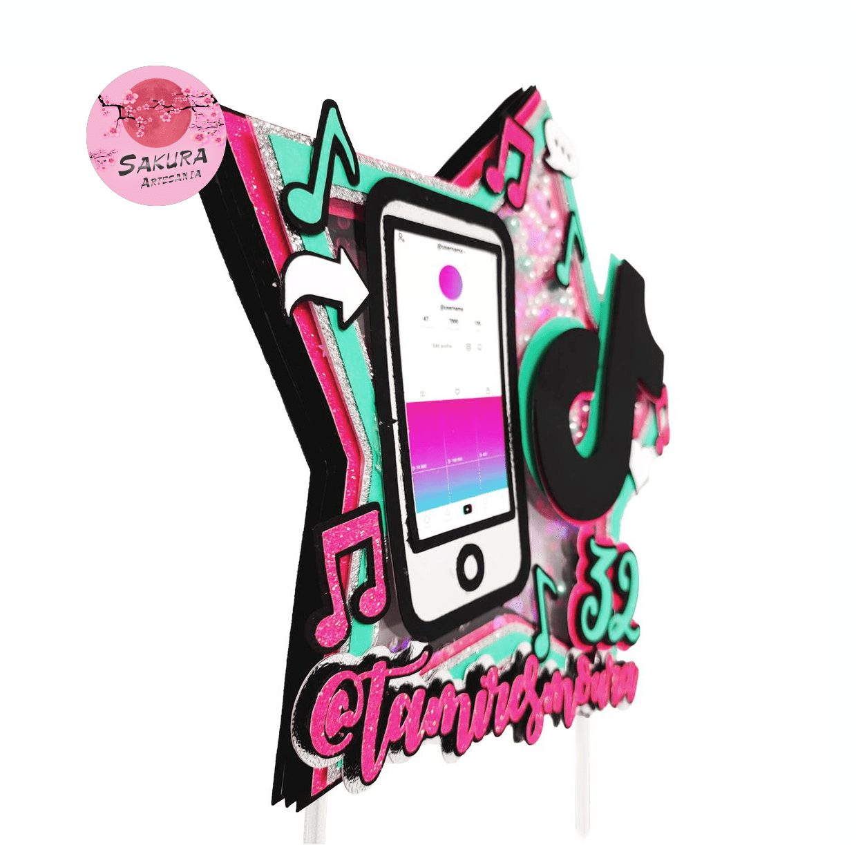 TikTok Cake Topper 3d con shaker