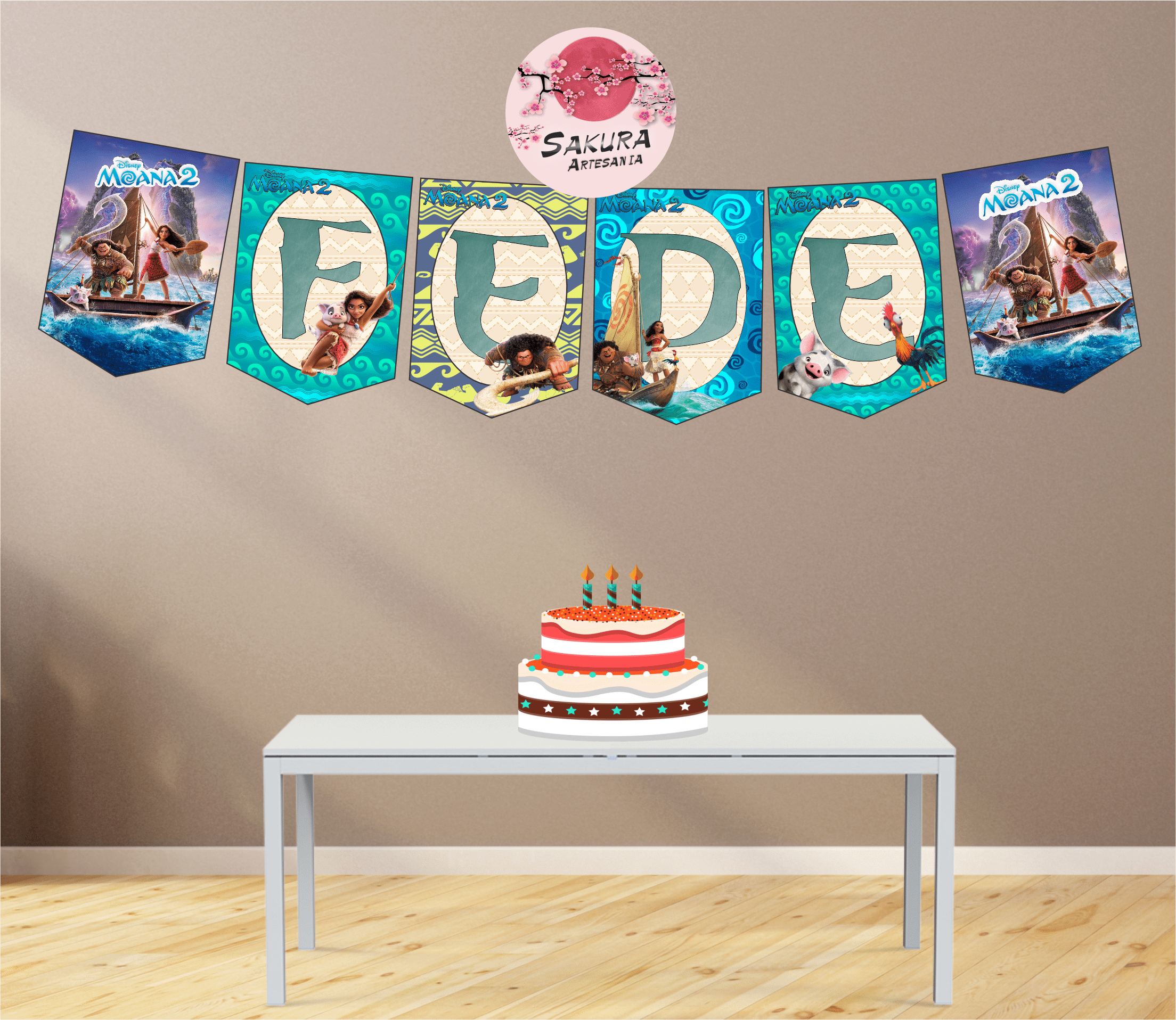 Moana2. Banderín Con nombre