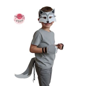 Lobo disfraz careta + cola + guantes