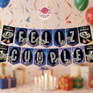 Vaca saturna saturnita Banderín con Feliz cumple
