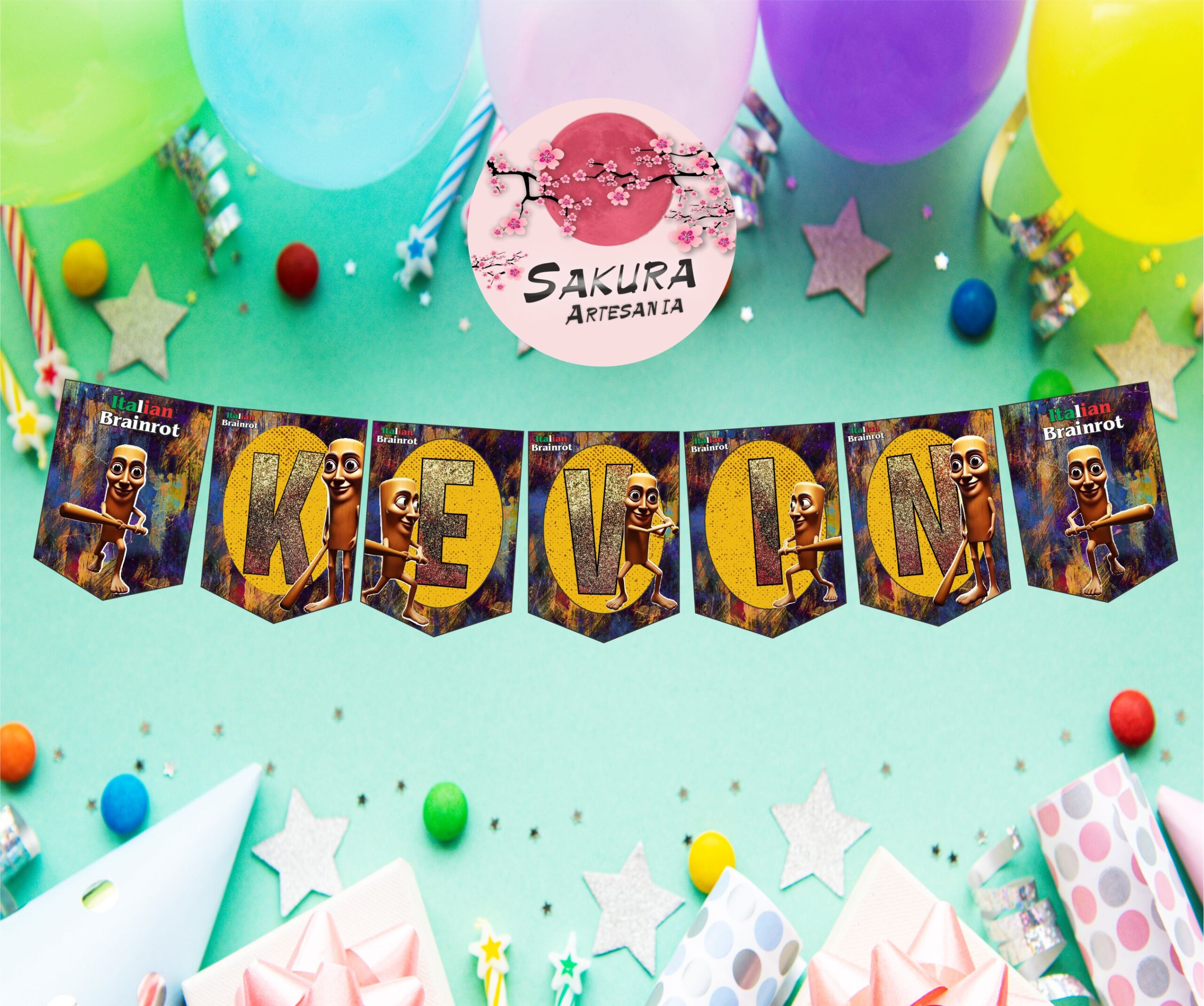 tung tung sahur Banderín con Nombre