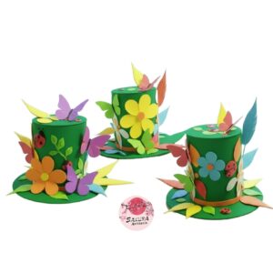 Galera Mariposas, flores, plumas verde