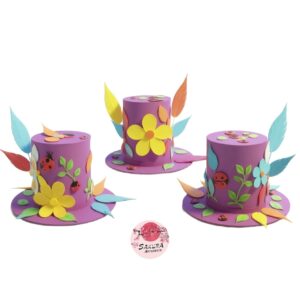 Galera Mariposas, flores, plumas violeta